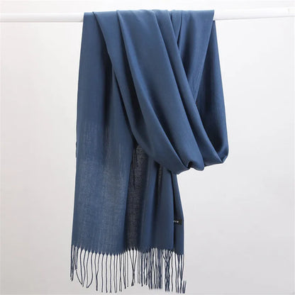 Fashion Solid Color 2021 Designer Women Scarf Winter Hijabs Tassels Long Lady Shawls Cashmere Like Pashmina Hijabs Scarves Wraps