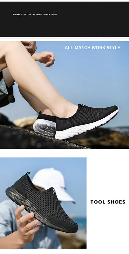 Summer Mesh Men Shoes Sneakers Breathable Flat Shoes Slip-on Sport Trainers Comfortable Lightweight Men Shoes Zapatillas Hombre