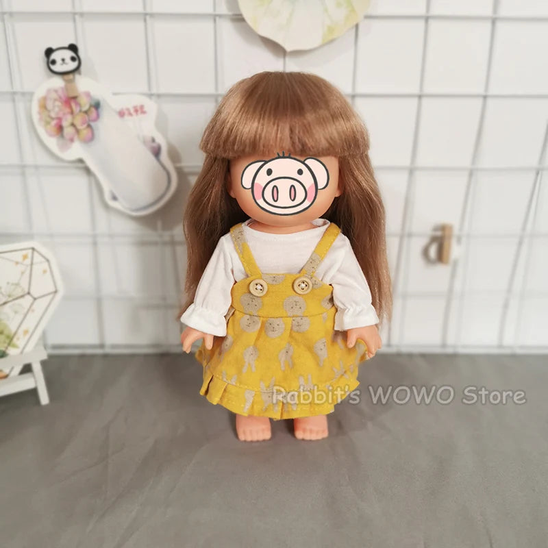 Doll Clothes for 25cm Mellchan Dolls Accessories Outfits Fit 1/6 BJD Doll Lovely Set Baby Doll Dress Headwear Christmas Gift