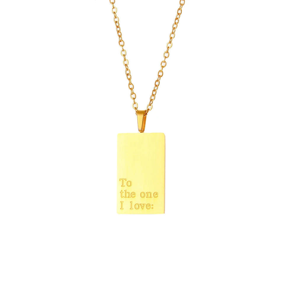 E.B.belle Individuality MessageTarot Necklace Stainless Steel 18k Gold Plated Tarnish Free Square Geometric Gold Necklace