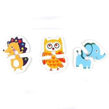 0-36M Cartoon Animal Traffic Fuit Montessori Pairing Cognition Puzzle Toys Wooden Jigsaw Card Kids Education