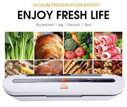 saengQ Best Food Vacuum Sealer 220V/110V Automatic Commercial Household Food Vacuum Sealer Packaging Machine Include 10Pcs Bags