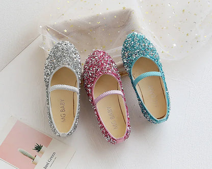 2024 Spring 1 to 12 years old girls dress shoes Beauty Pointed Toe Teen Girl Leather Shoes Bling Princess Wedding Shoes F12131