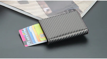 2024 Rfid Men Card Wallets Magnetic Button Free Name Customized Small Card Wallets Carbon Fiber Mini Wallet Qaulity Male Purses