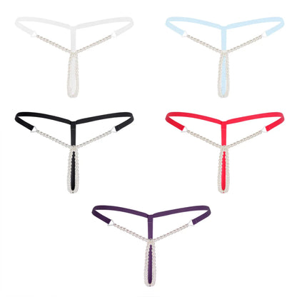 Sexy Pearl G-string Elastic Crotchless Briefs Thongs Briefs Underwear G-string Nightwear Women's Erotic Panties Underwear