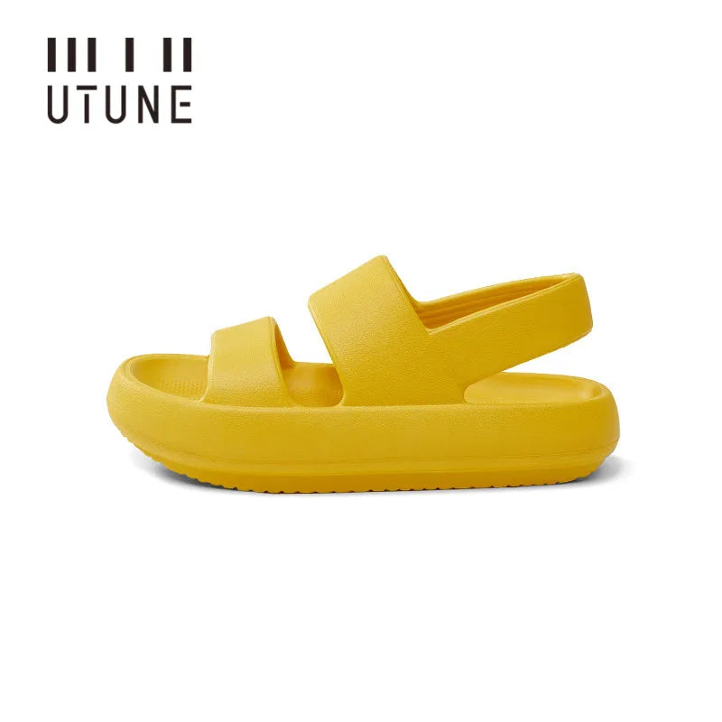 UTUNE Women Sandals Summer Platform Shoes Beach Outside EVA Slides Slippers Men Soft Thick Sole Non-slip Indoor Plus Size 42 43