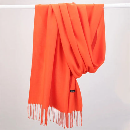 Fashion Solid Color 2021 Designer Women Scarf Winter Hijabs Tassels Long Lady Shawls Cashmere Like Pashmina Hijabs Scarves Wraps