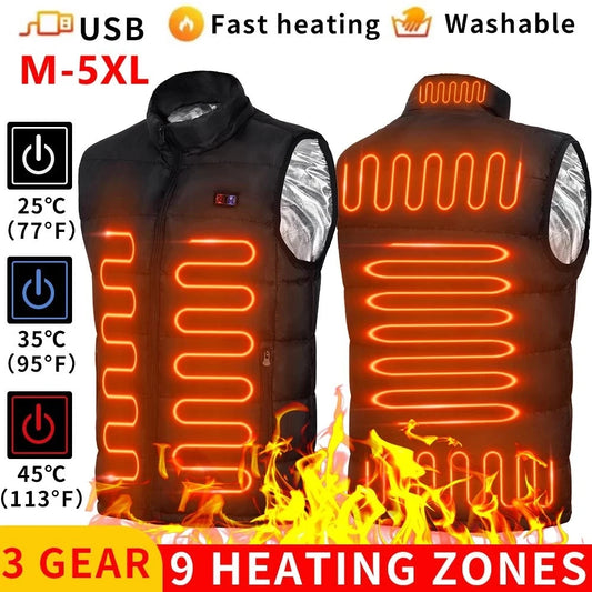 9 beheizte Weste Zonen Elektrische beheizte Jacken Männer Frauen Sportswear Beheizter Mantel Graphene Heat Coat USB Heizjacke für Camping