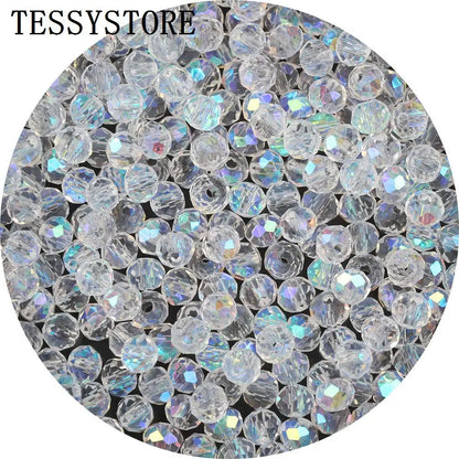 4mm/6mm Austria Faceted Crystal Beads High Quality Multicolor Loose Spacer Round Glass Beads For Jewelry Making Diy Accessories