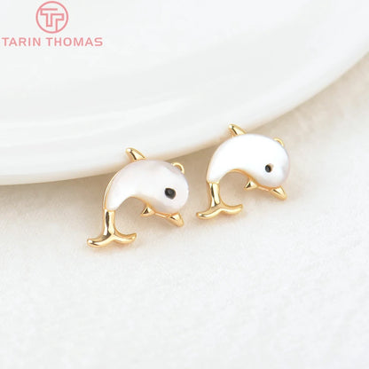 (129) 12x23MM 24K Gold Color Plated Brass Fish Charms Pendants High Quality Jewelry Accessories