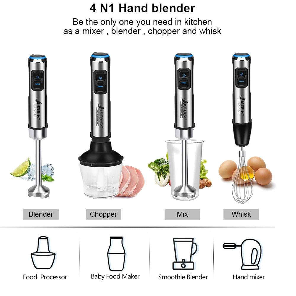 Euro 1500W 7/6/4 in 1 Electric Stick Hand Commercial Blender Food Processor Egg Whisk Mixer Juicer Meat Grinder