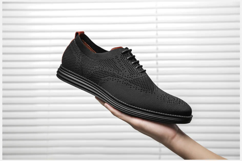 BHKH 2024 Breathable Knitted Mesh Casual Shoes Lightweight Smart Casual Shoes Office Work Footwear Men Shoes