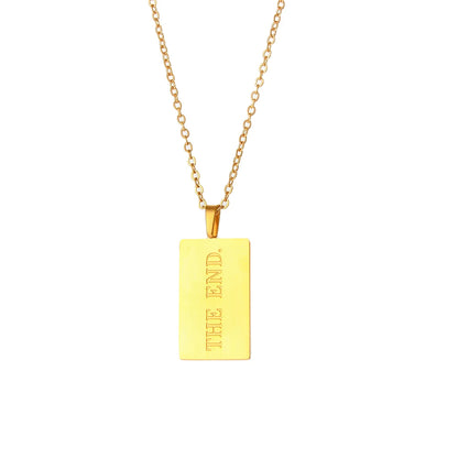 E.B.belle Individuality MessageTarot Necklace Stainless Steel 18k Gold Plated Tarnish Free Square Geometric Gold Necklace