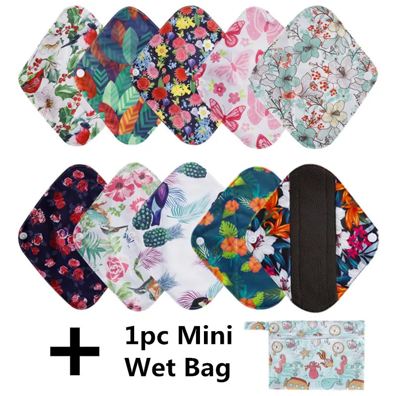 10Pcs Reusable Pads Bamboo Charcoal Pads Sanitary Pads Washable Panty Liner Mama Maternity Menstrual Cotton Pads