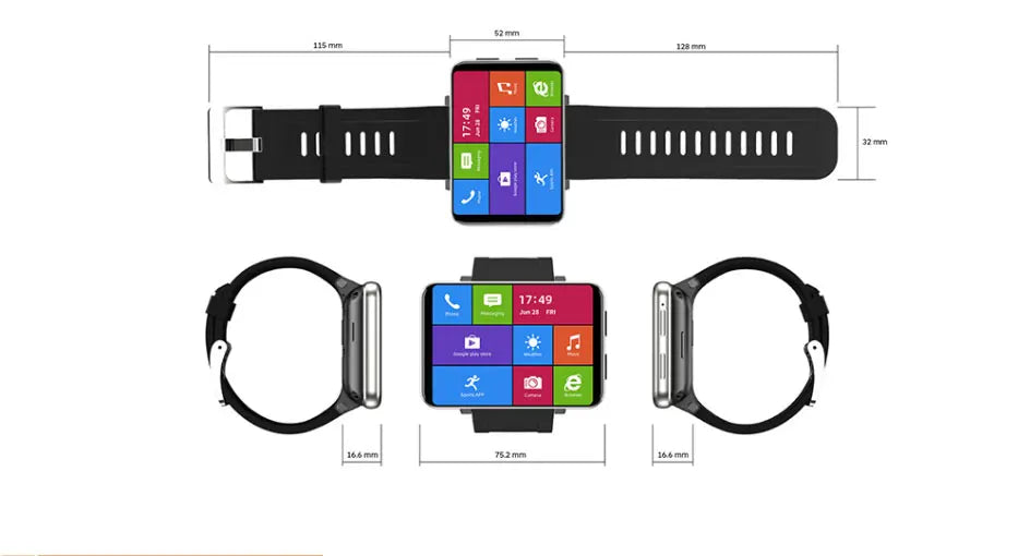 2024 DM100 4G LTE Smart Watch Android 7.1 3GB 32GB 5MP Camera IPS 2700mah Battery 2.86Touch Screen LEMFO LEMT Smartwatch vs S999