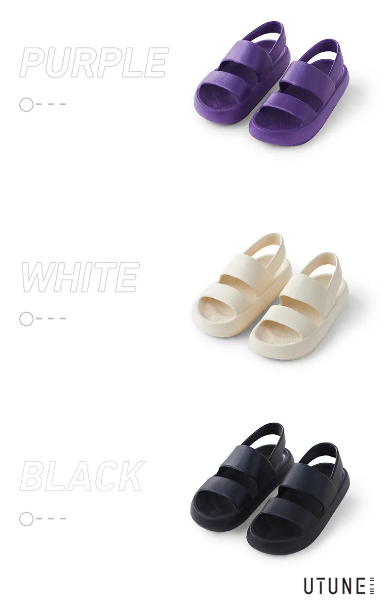 UTUNE Women Sandals Summer Platform Shoes Beach Outside EVA Slides Slippers Men Soft Thick Sole Non-slip Indoor Plus Size 42 43