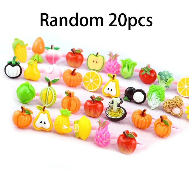 20pcs/lot Cute Kids Rings Candy Color Korea kawaii Cartoon Cake Dessert Rings Children Girls Jewelry Gifts For Child