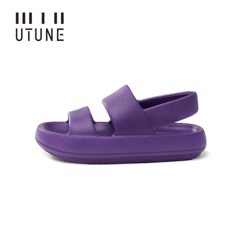 UTUNE Women Sandals Summer Platform Shoes Beach Outside EVA Slides Slippers Men Soft Thick Sole Non-slip Indoor Plus Size 42 43