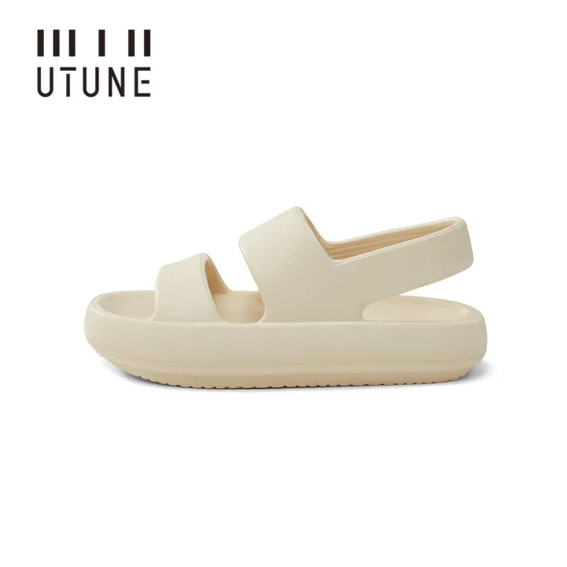 UTUNE Women Sandals Summer Platform Shoes Beach Outside EVA Slides Slippers Men Soft Thick Sole Non-slip Indoor Plus Size 42 43