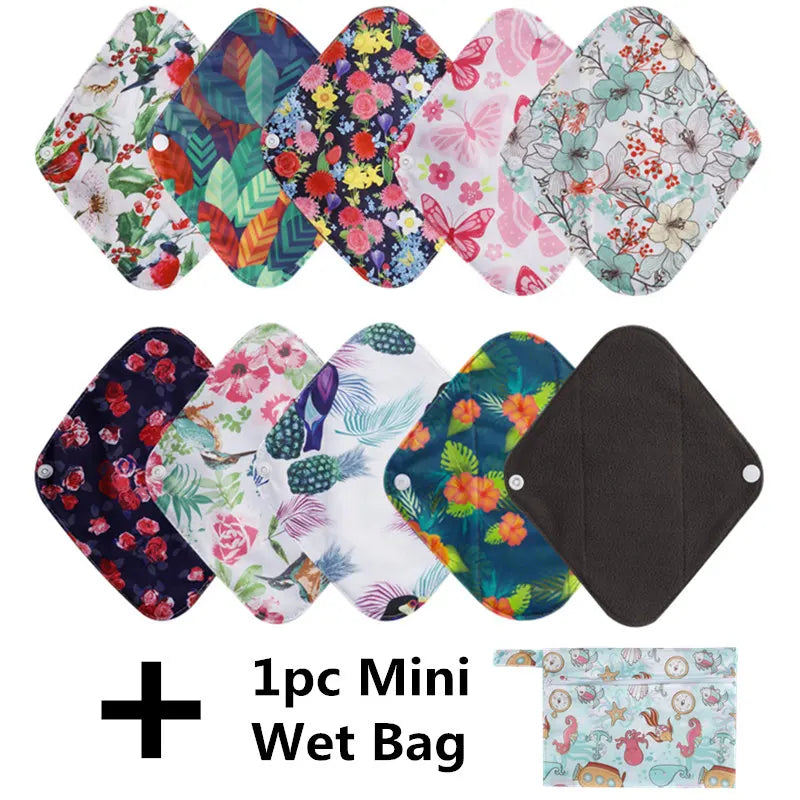 10Pcs Reusable Pads Bamboo Charcoal Pads Sanitary Pads Washable Panty Liner Mama Maternity Menstrual Cotton Pads