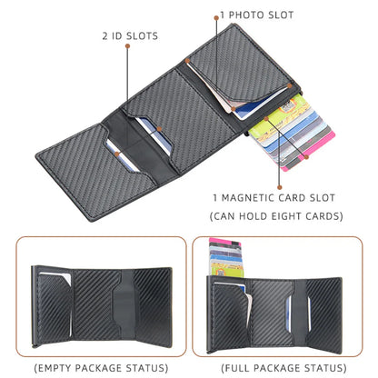 2024 Rfid Men Card Wallets Magnetic Button Free Name Customized Small Card Wallets Carbon Fiber Mini Wallet Qaulity Male Purses