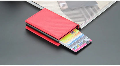 2024 Rfid Men Card Wallets Magnetic Button Free Name Customized Small Card Wallets Carbon Fiber Mini Wallet Qaulity Male Purses