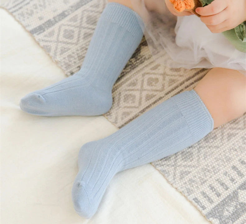 Baby Socks Newborn Kids Infant Girls Boys Knee High Sock Toddler Girl Solid Cotton Stripe Plain Long Children Sock For 0-3Years