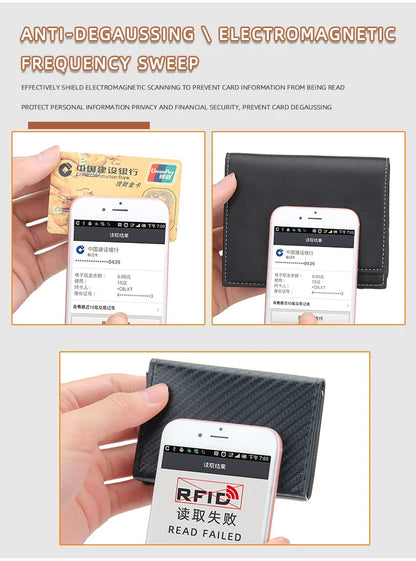 2024 Rfid Men Card Wallets Magnetic Button Free Name Customized Small Card Wallets Carbon Fiber Mini Wallet Qaulity Male Purses