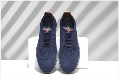 BHKH 2024 Breathable Knitted Mesh Casual Shoes Lightweight Smart Casual Shoes Office Work Footwear Men Shoes