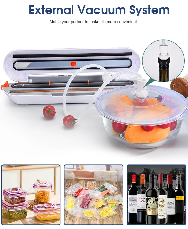 saengQ Best Food Vacuum Sealer 220V/110V Automatic Commercial Household Food Vacuum Sealer Packaging Machine Include 10Pcs Bags