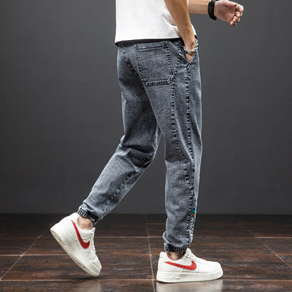 Spring Summer Black Blue Cargo Jeans Men Streetwear Denim Jogger Pants Men Baggy Harem Jean Trousers Plus Size