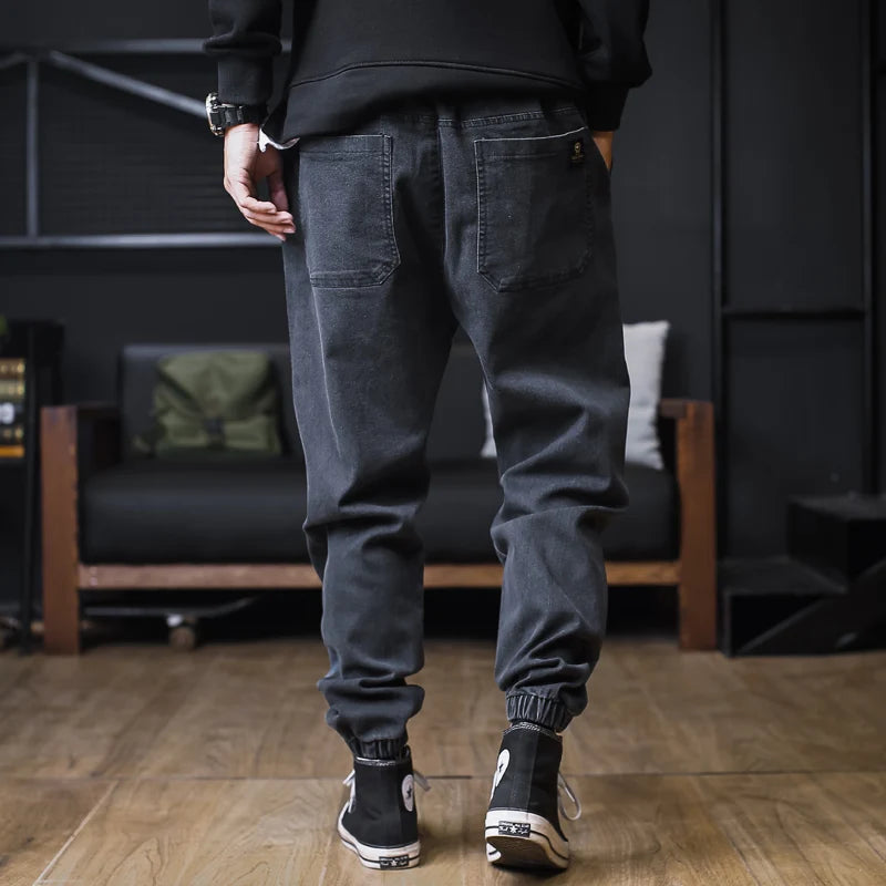 Plus Size Jeans Men Loose Joggers Streetwear Harem Jeans Cargo Pants Ankle-Length Denim Trousers