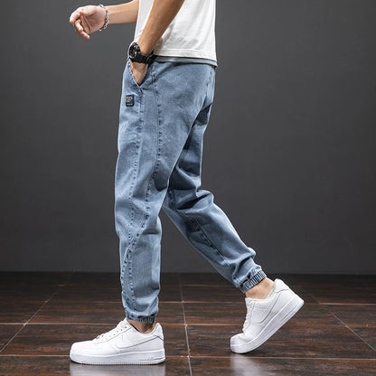 Spring Summer Black Blue Cargo Jeans Men Streetwear Denim Jogger Pants Men Baggy Harem Jean Trousers Plus Size