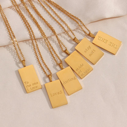 E.B.belle Individuality MessageTarot Necklace Stainless Steel 18k Gold Plated Tarnish Free Square Geometric Gold Necklace