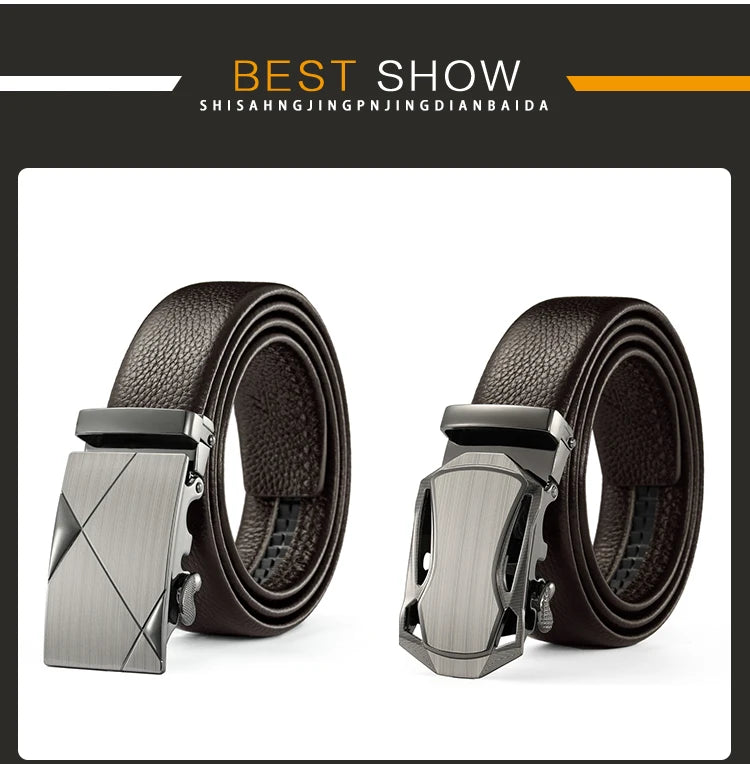 Men Belt Metal Luxury Brand Automatic Buckle Leather High Quality Belts for Men Business Work Casual Strap ZDP001A