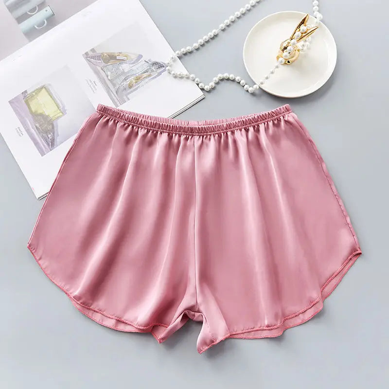 Fashion Ice Silk Safety Pants Women Summer Sexy Cool Comfort Sleep Bottoms Simple Home Shorts Ladies Pajama Shorts Underwear