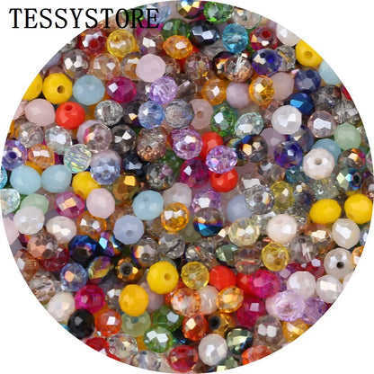 4mm/6mm Austria Faceted Crystal Beads High Quality Multicolor Loose Spacer Round Glass Beads For Jewelry Making Diy Accessories