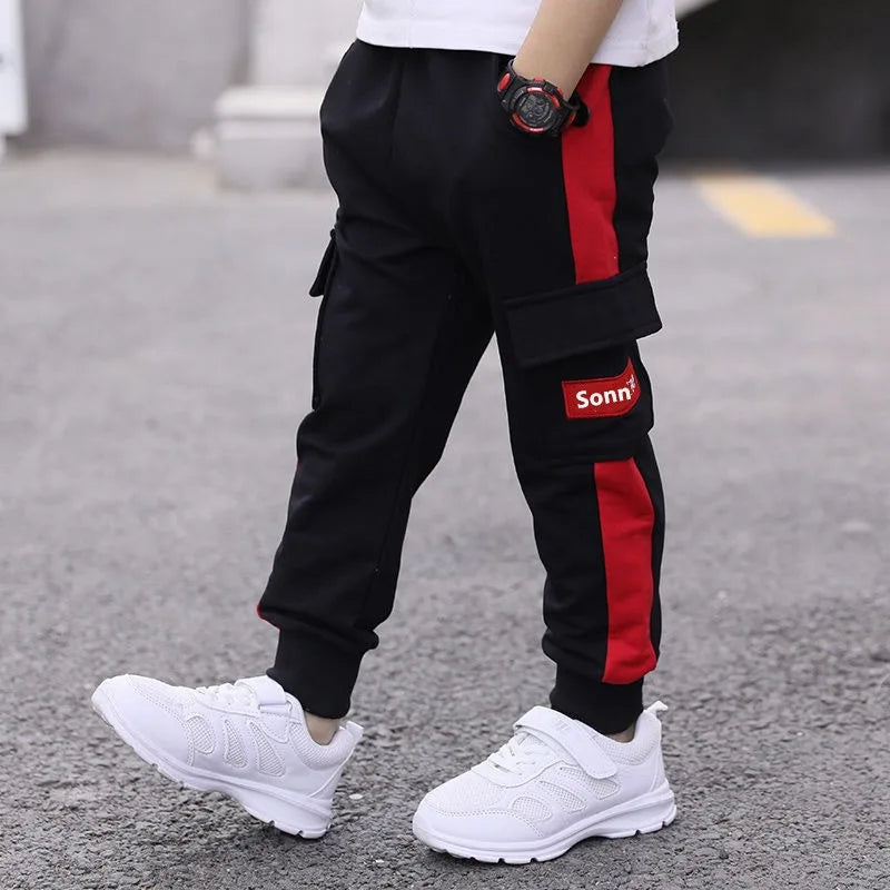 Children's pants 2024 spring and autumn handsome boys big pocket overalls boys casual pants sports trousers 4-10 years old