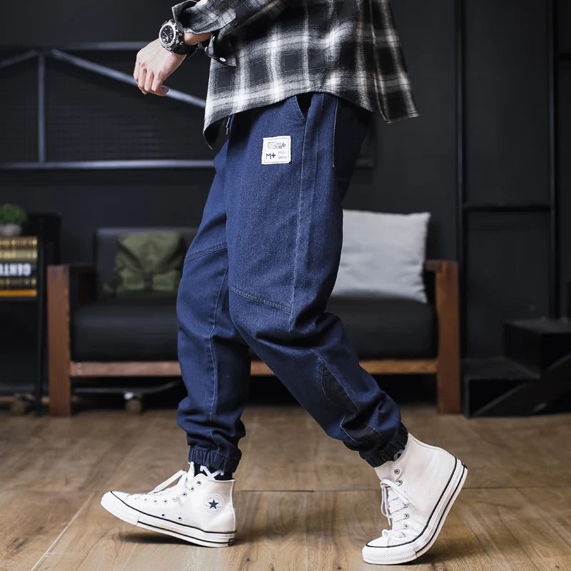 Plus Size Jeans Men Loose Joggers Streetwear Harem Jeans Cargo Pants Ankle-Length Denim Trousers