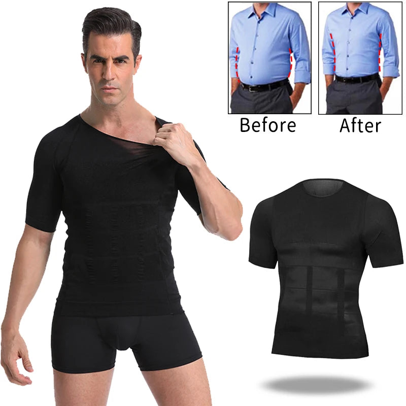 Men's Slimming Shaper Posture Vest Male Tummy Abdomen Corrector Compression Body Modeling Fat Burner Chest Tummy Shirt Corset