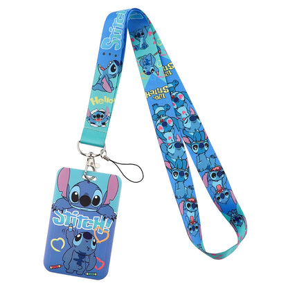 Lilo Stitch Cute Couples Lanyard For Keys Chain Credit Card Cover Pass Mobile Phone Charm Straps ID Badge Holder Key Accessories