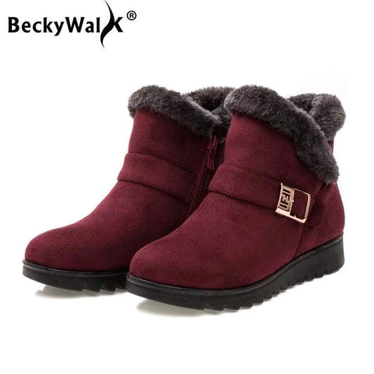 New 2023 women winter boots suede ankle snow boots Female warm fur plush insole comfortable botas mujer flat shoes woman WSH3144