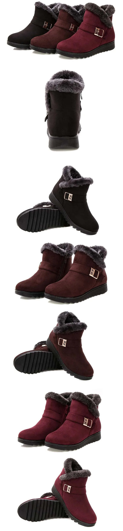 New 2023 women winter boots suede ankle snow boots Female warm fur plush insole comfortable botas mujer flat shoes woman WSH3144