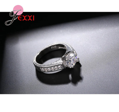 Classical Weeding 925 Sterling Silver 2 PCS Finger Rings For Women Men Super Shining Cubic Zirconia Crystal Accessories