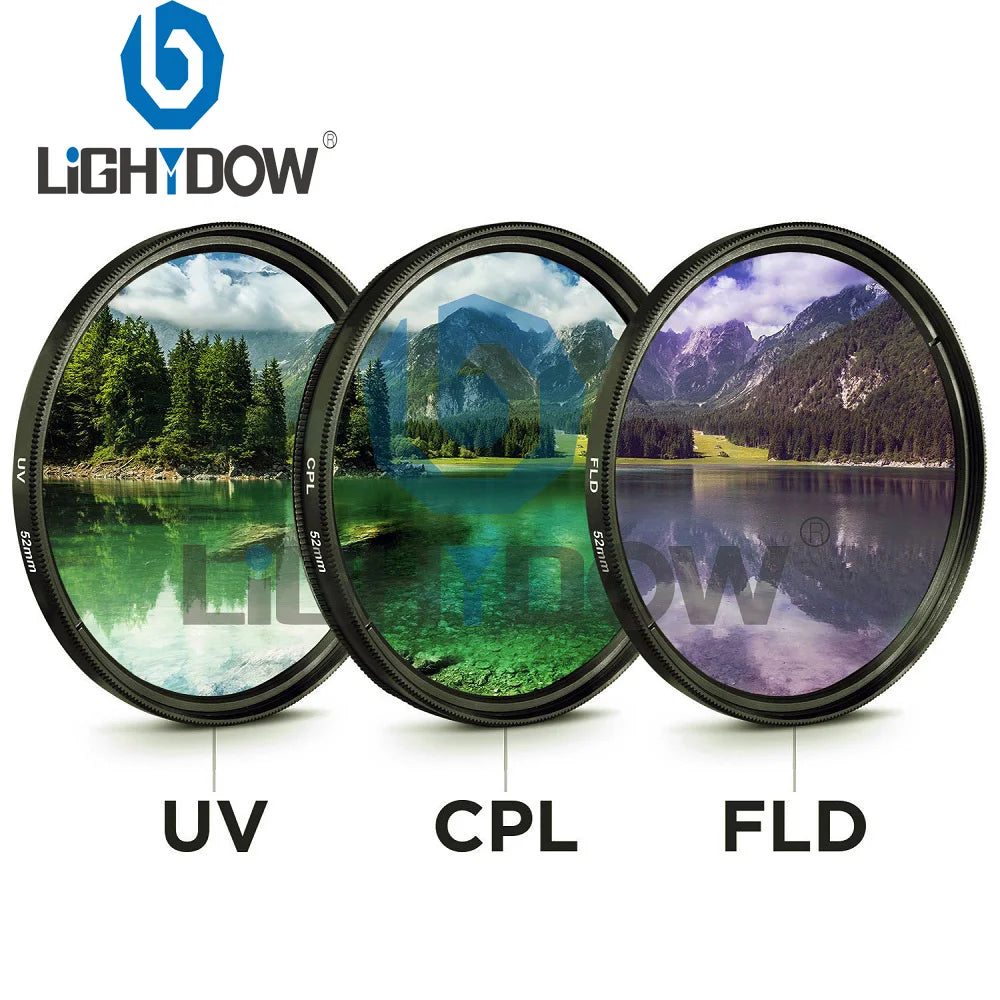 49MM 52MM 55MM 58MM 62MM 67MM 72MM 77MM UV+CPL+FLD 3 in 1 Lens Filter Set with Bag for Cannon Nikon Sony Pentax Camera Lens