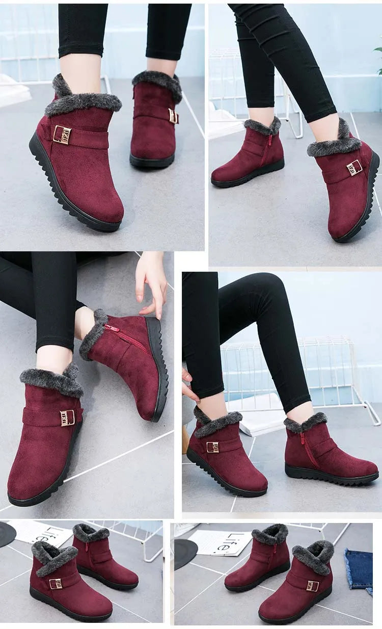 New 2023 women winter boots suede ankle snow boots Female warm fur plush insole comfortable botas mujer flat shoes woman WSH3144