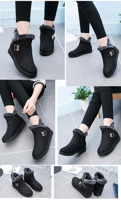 New 2023 women winter boots suede ankle snow boots Female warm fur plush insole comfortable botas mujer flat shoes woman WSH3144