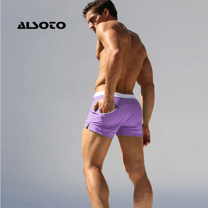 ALSOTO Summer Swimwear Men Breathable Men's Swimsuits Trunks Boxer Briefs Sunga SwimSuits Maillot De Bain Beach Shorts 2023 New