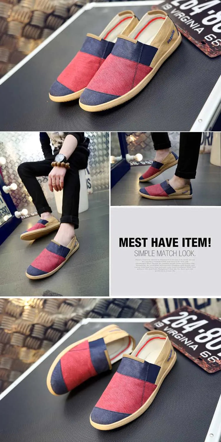 Men Causal Shoes Trend Slip On Loafers Men Linen Flat Canvas Man Shoes Summer New Espadrilles Men Casual Shoes Men's Sneakers