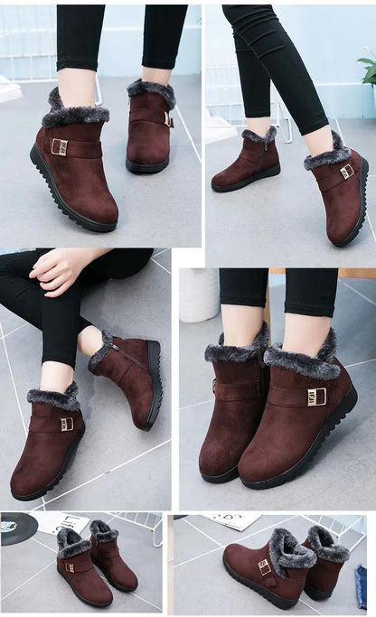 New 2023 women winter boots suede ankle snow boots Female warm fur plush insole comfortable botas mujer flat shoes woman WSH3144